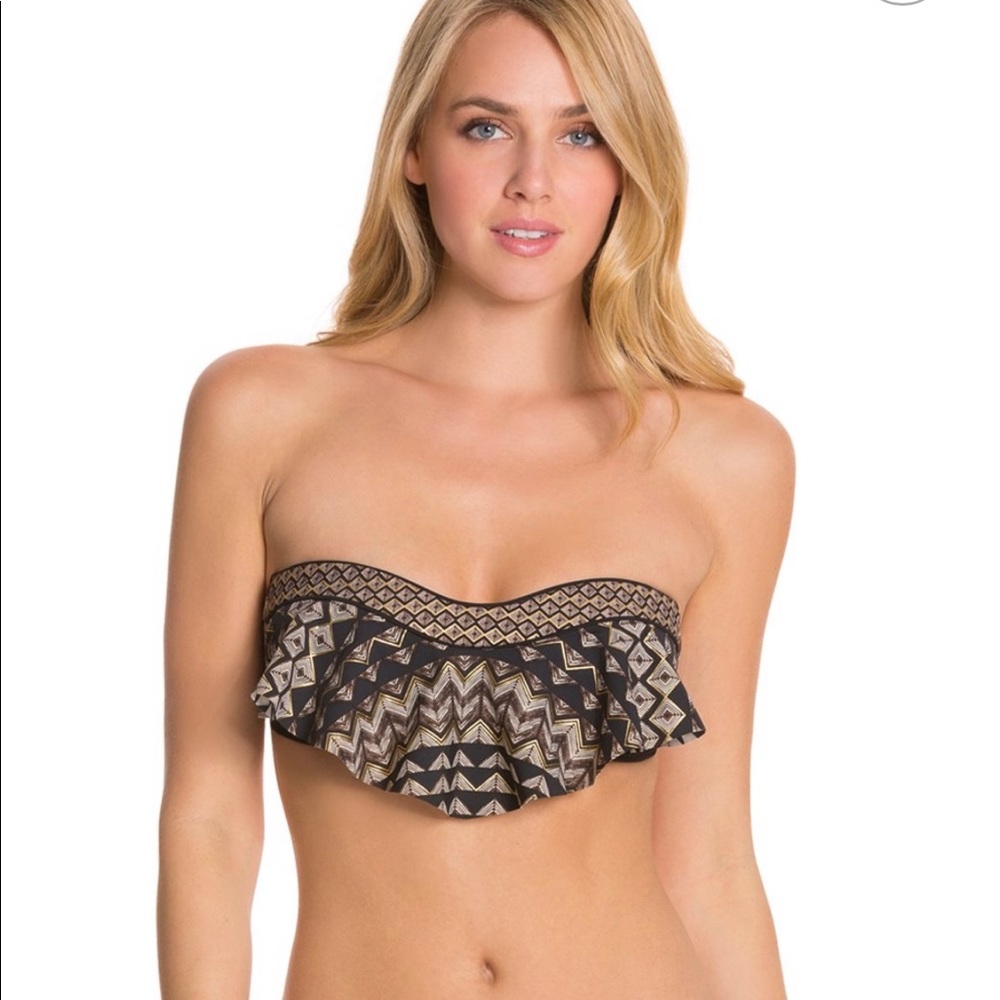 Red Carter Flounce Bandeau bikini top